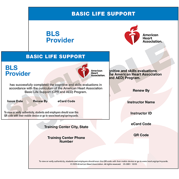 BLS certification e-cards